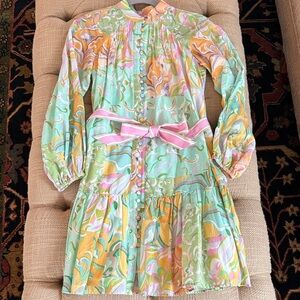 ANTONIO MELANI Multicolor Dress with Pink Bow